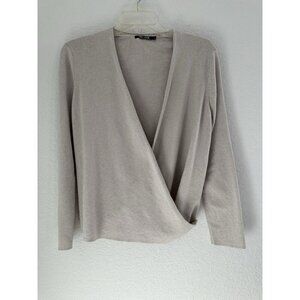 NIC+ZOE Women 4-Way Convertible Wrap Sweater Cardigan L Cotton Lyocell Lagenlook